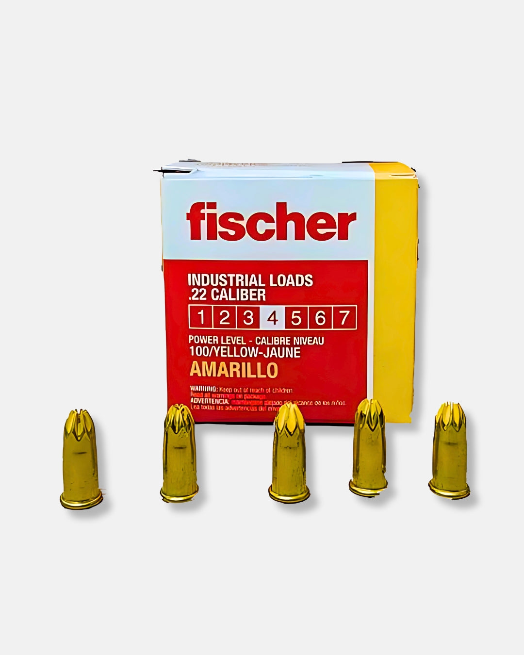 FISCHER CAJA FULMINANTES FISCHER CAL. 22 AMARILLO CAJA CON 100 PIEZAS