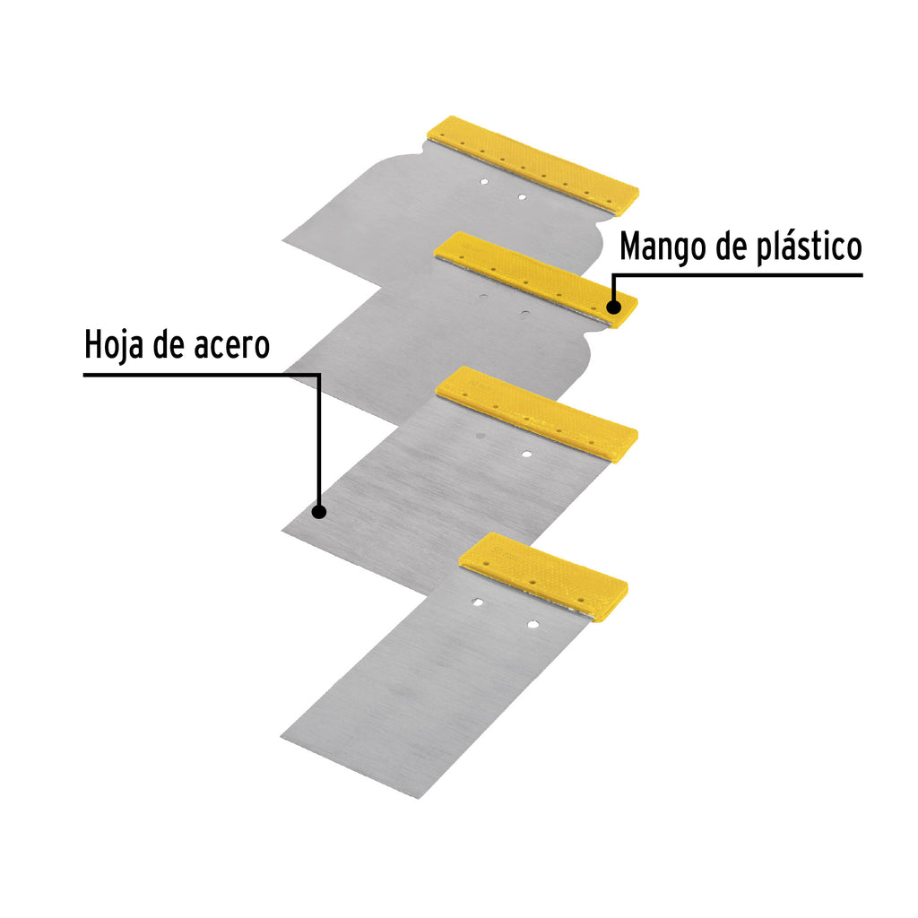 PRETUL JUEGO 4 CUÑAS MANGO PLASTICO