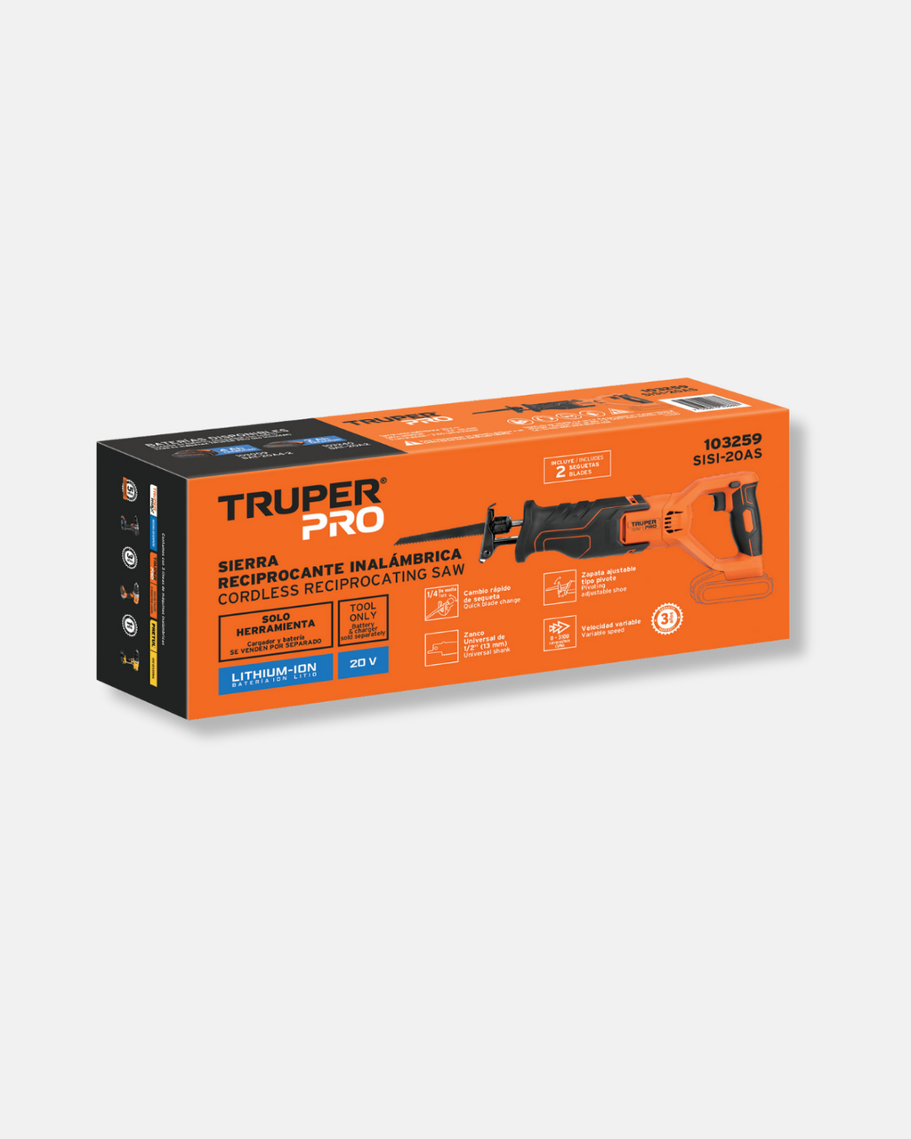 TRUPER SIERRA SABLE 20V, SIN ACCESORIOS TRUPER PRO