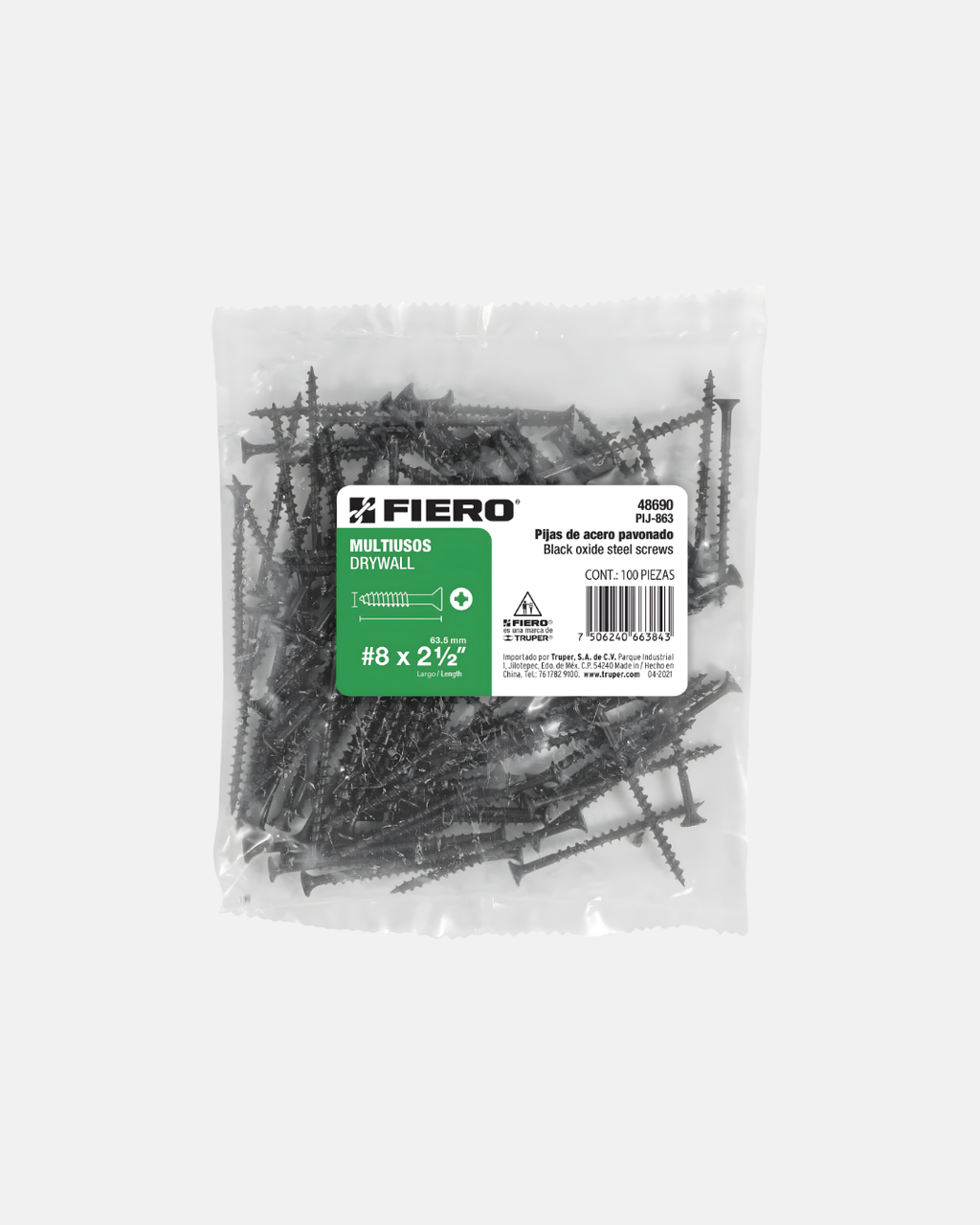 TRUPER PIJA MULTIUSOS #8 BOLSA 100 PIJAS