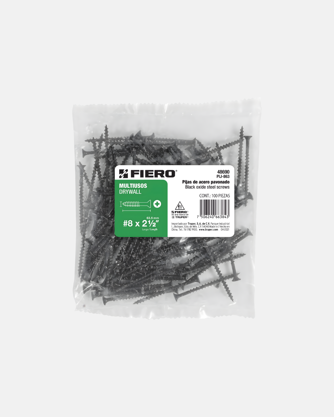 TRUPER PIJA MULTIUSOS #8 BOLSA 100 PIJAS