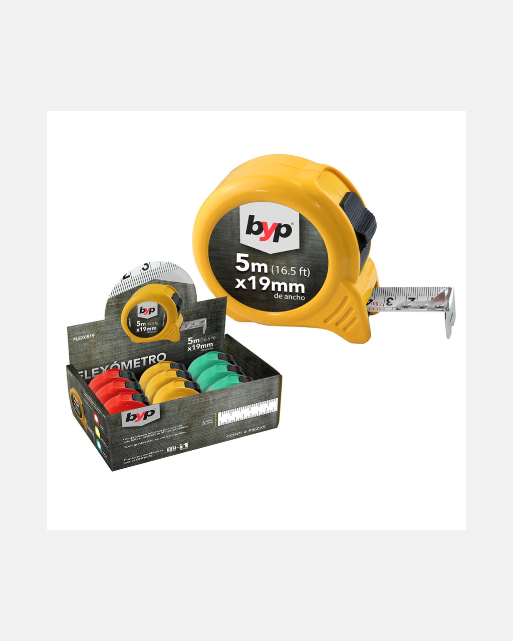 BYP FLEXOMETRO ECO 5MX19MM