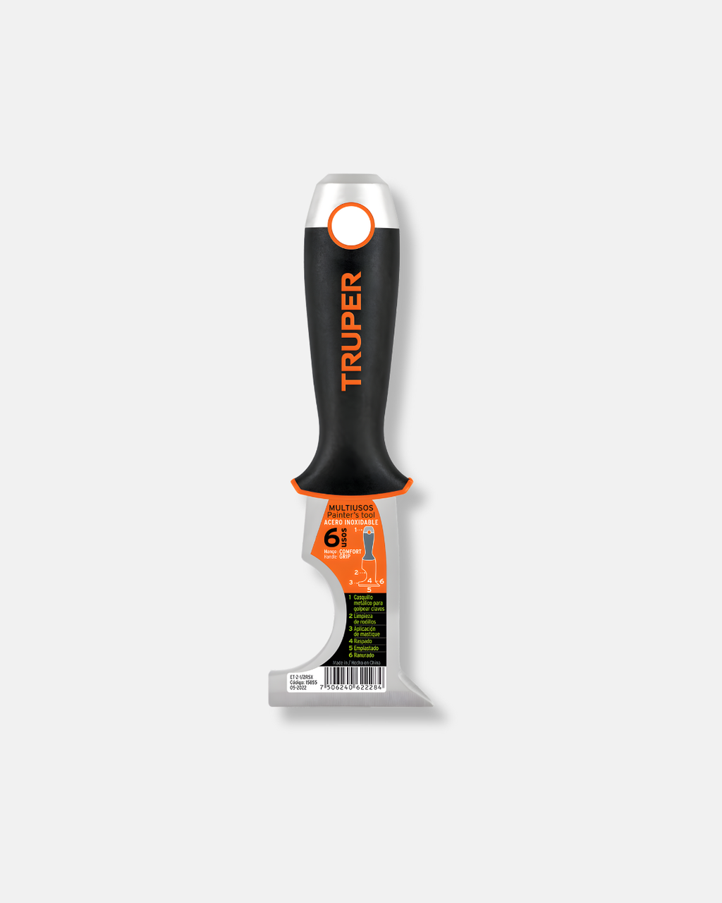 TRUPER ESPATULA 2-1/2'' 6 USOS, ACERO, EXPERT