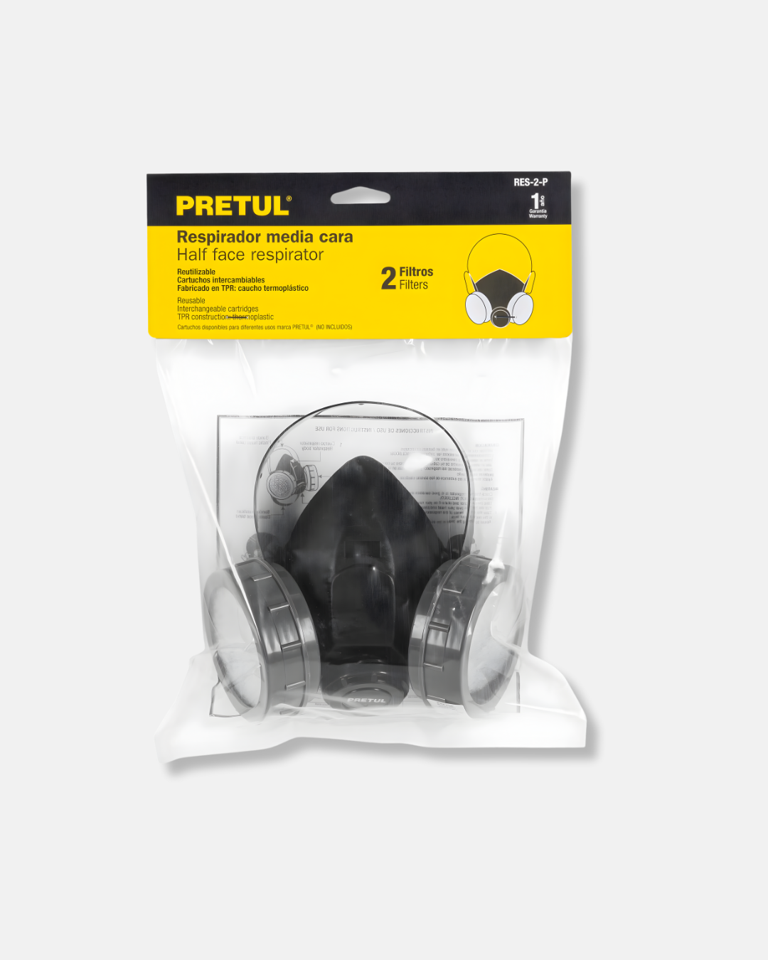 PRETUL RESPIRADOR SIN CARTUCHO 2 FILTROS