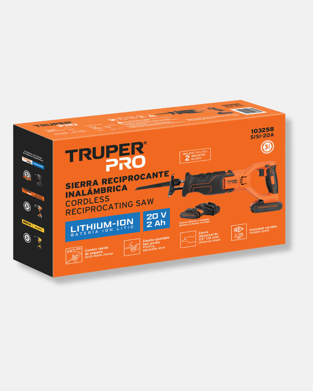 TRUPER SIERRA SABLE 20V, 1 BATERIA 2AH, TRUPER PRO