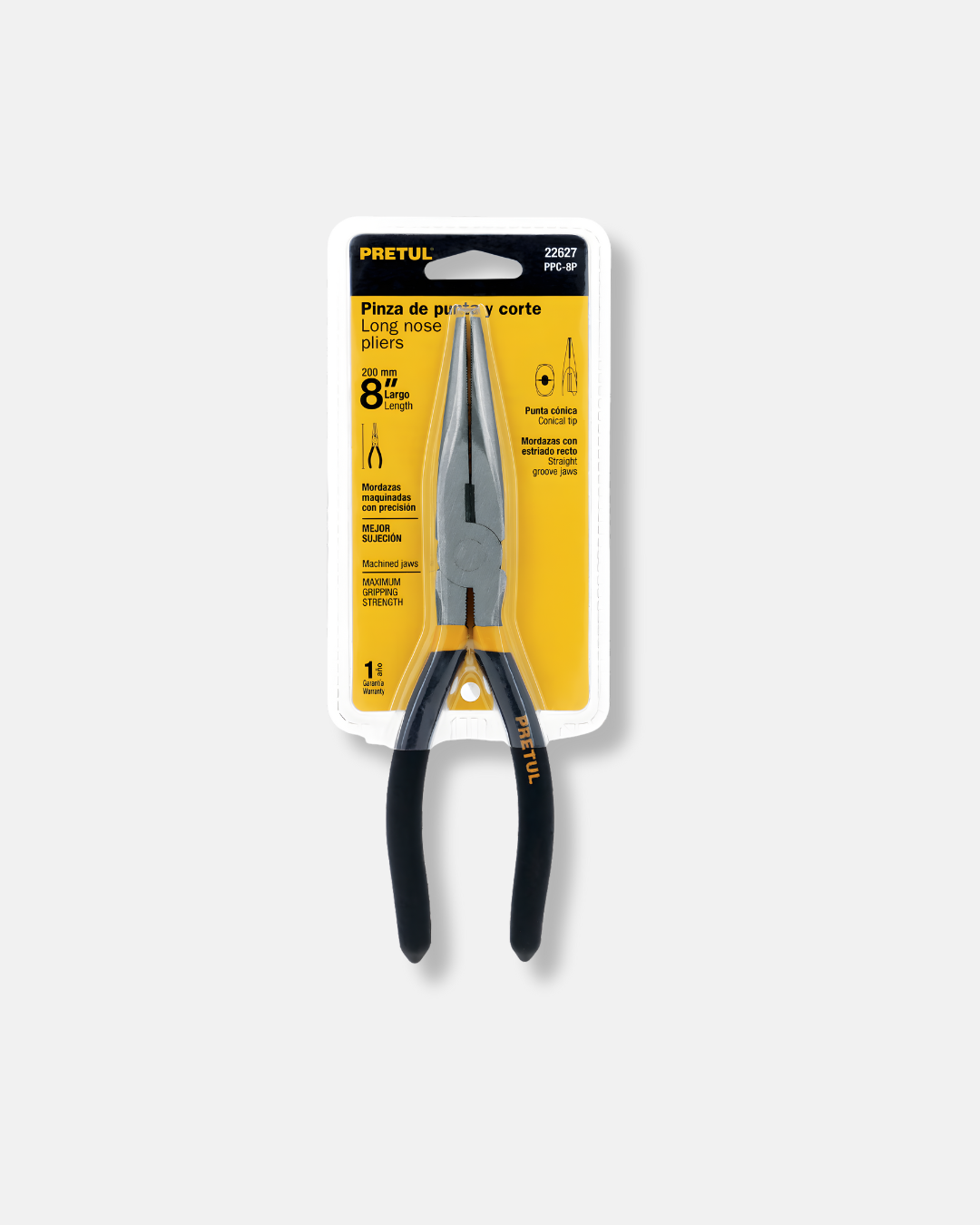 PRETUL PINZA DE PUNTA Y CORTE, 8'' MANGO PVC