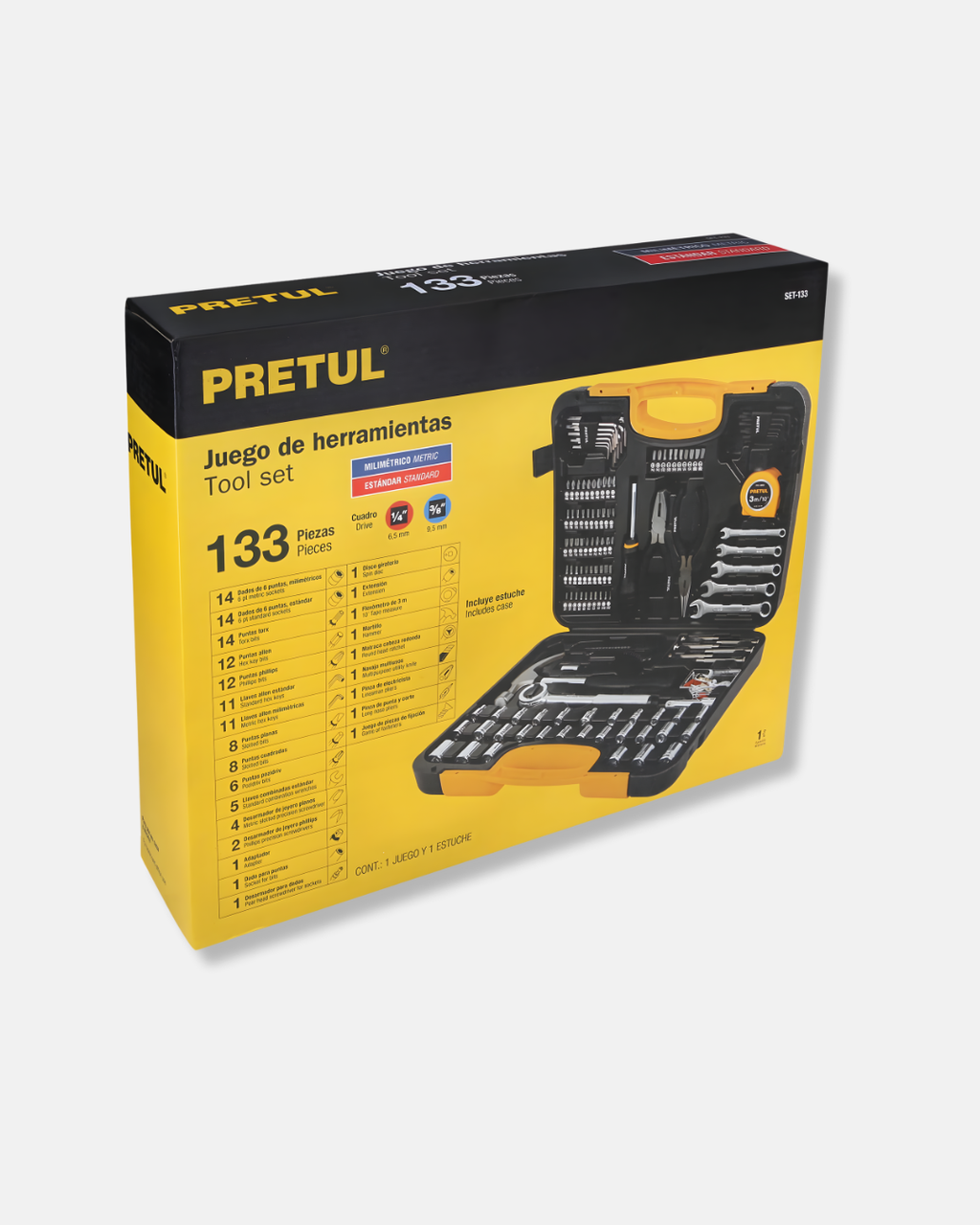 PRETUL JUEGO DE 133 HERRAMIENTAS