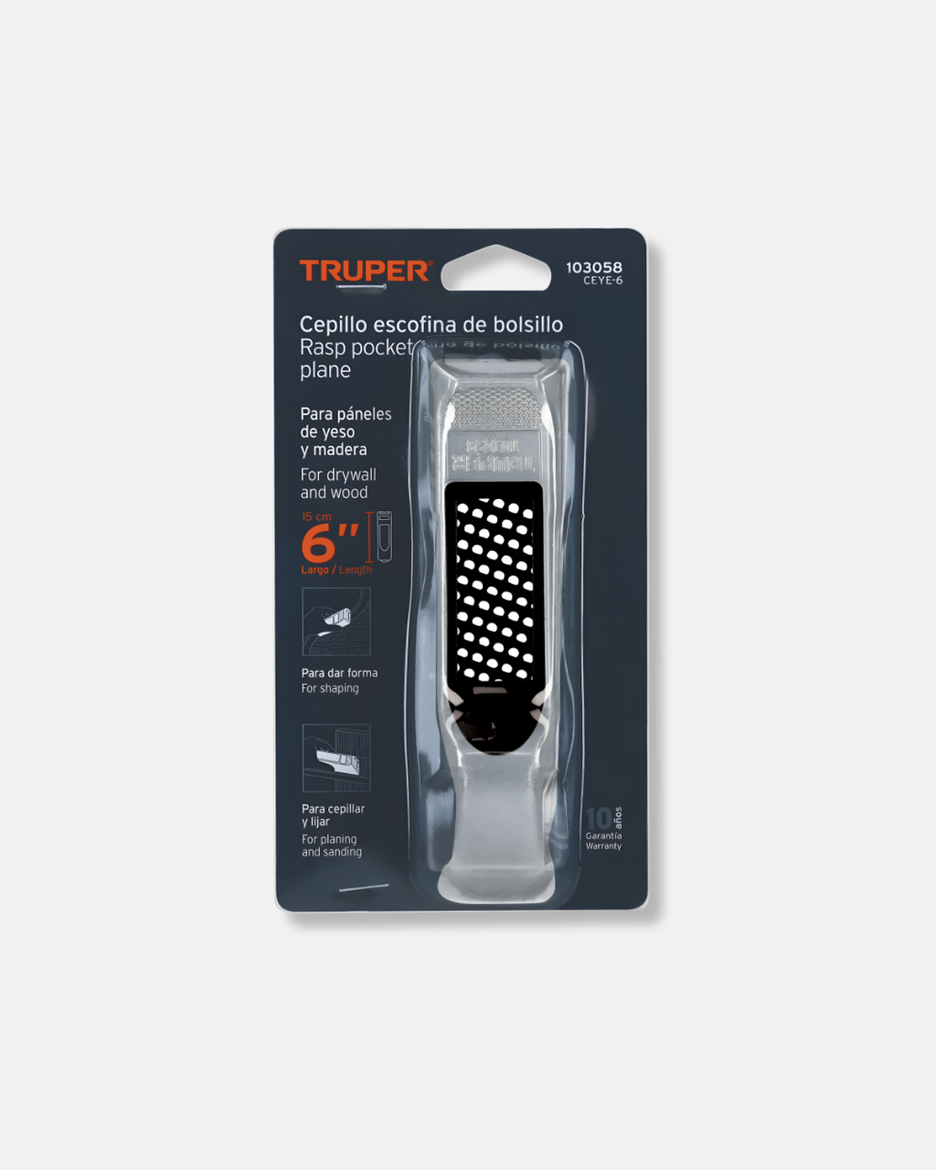 TRUPER CEPILLO ESCOFINA PARA MUROS DE YESO 6''