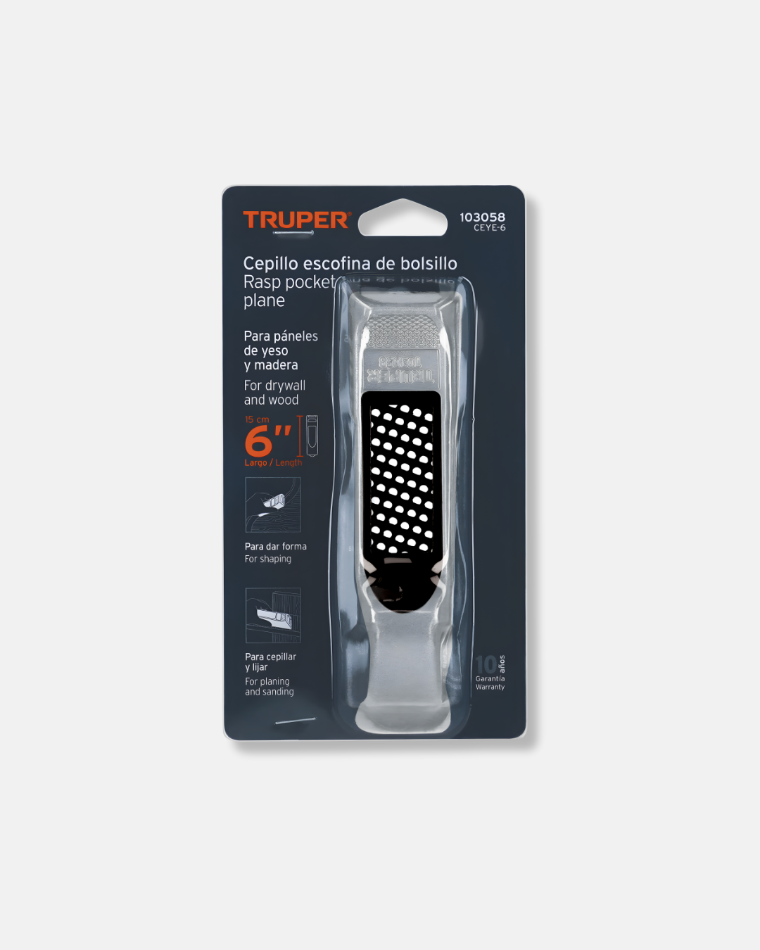 TRUPER CEPILLO ESCOFINA PARA MUROS DE YESO 6''