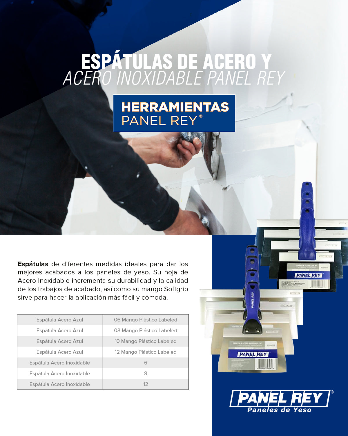 PANEL REY ESPATULA ACERO INOXIDABLE