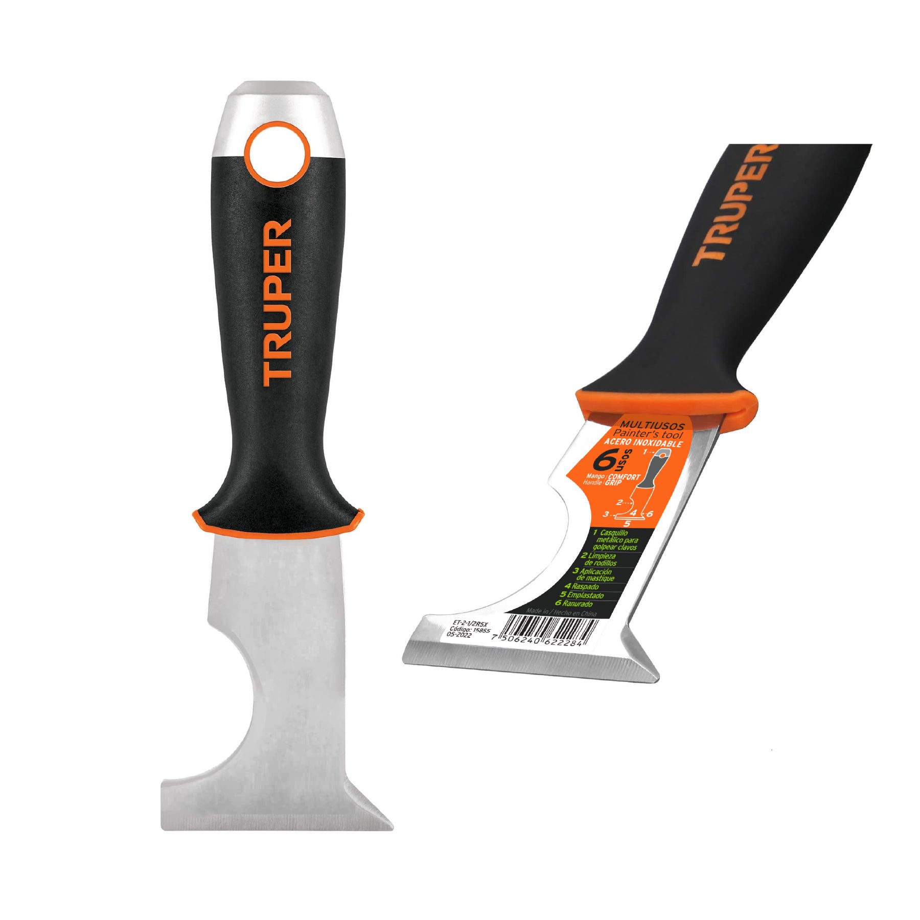 TRUPER ESPATULA 2-1/2'' 6 USOS, ACERO, EXPERT