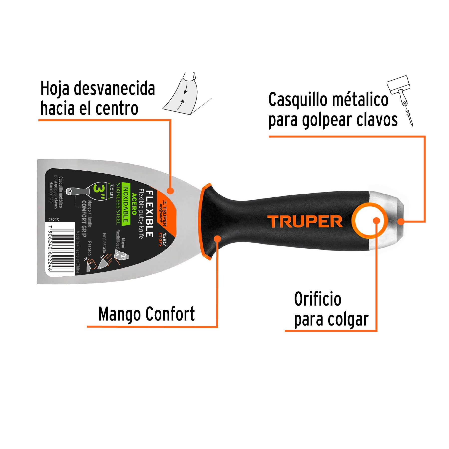 TRUPER ESPATULA FLEXIBLE 3'' MANGO COMFORT