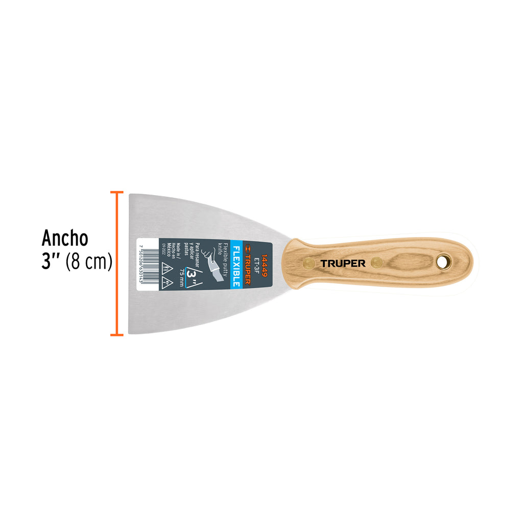 TRUPER ESPATULA FLEXIBLE 3'' MANGO MADERA