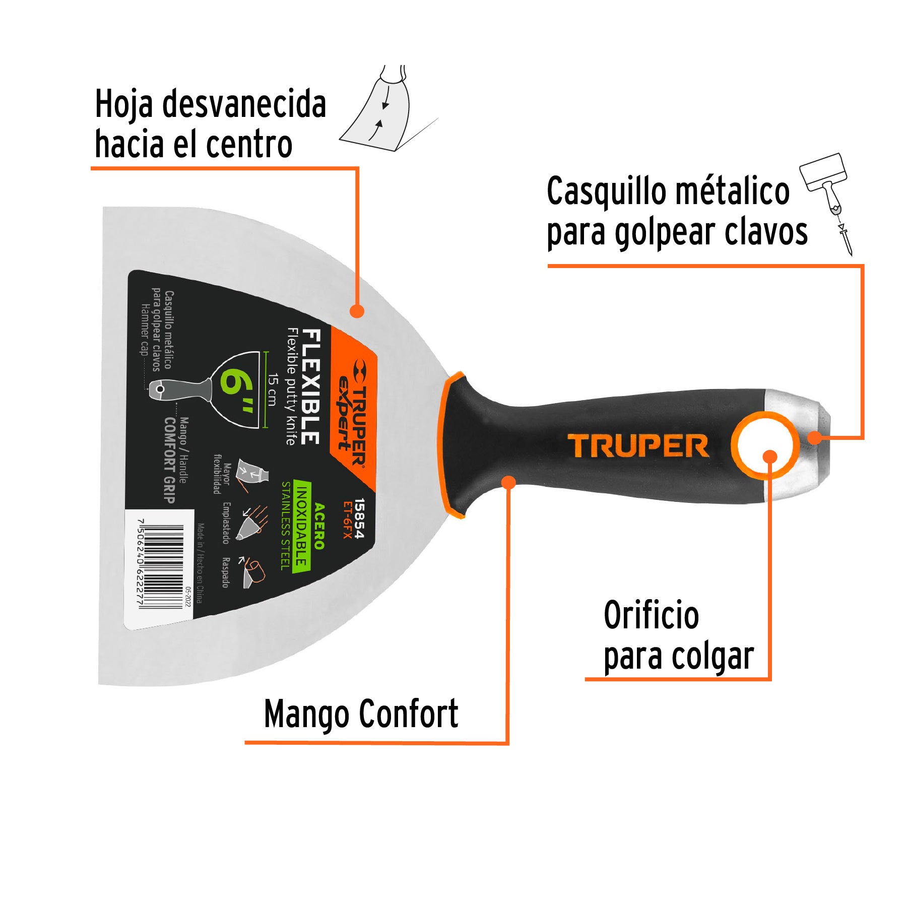 TRUPER ESPATULA FLEXIBLE 6'', MANGO CONFORT EXPERT