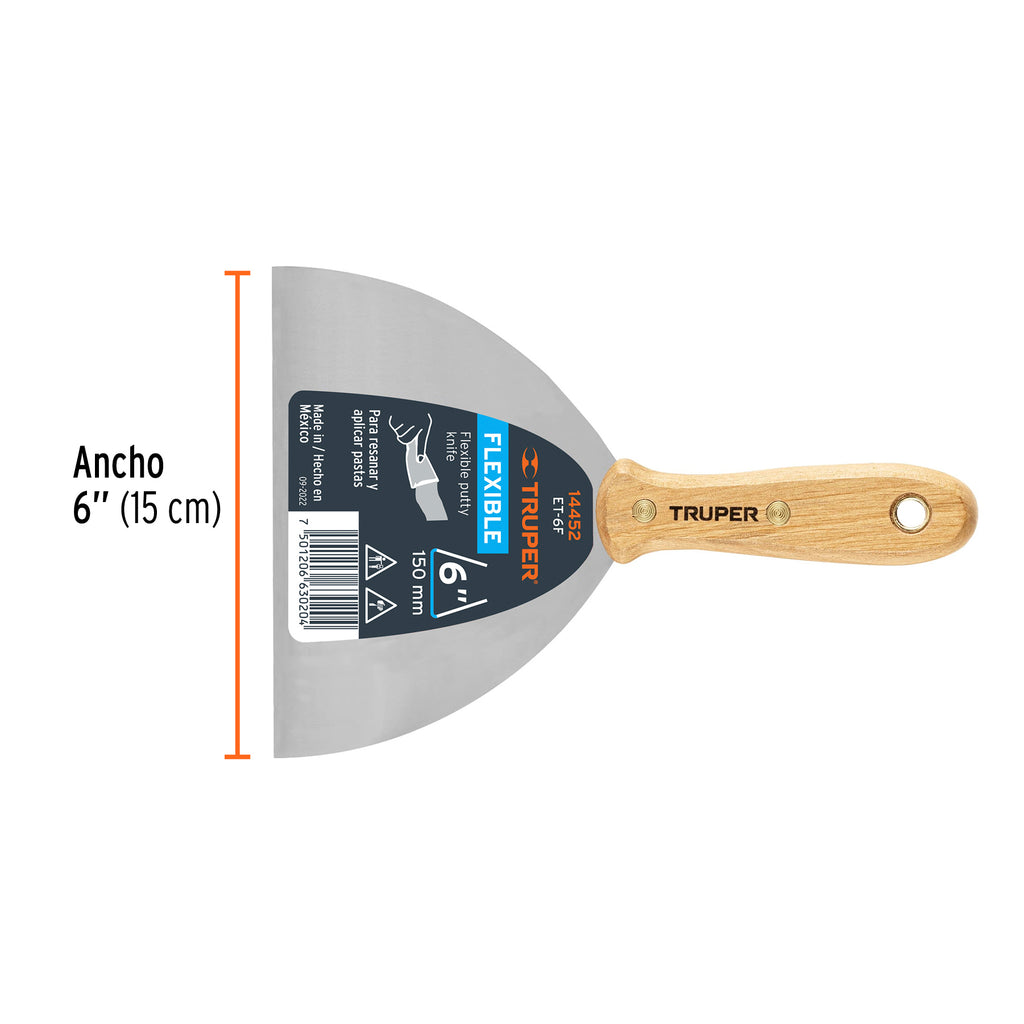 TRUPER ESPATULA FLEXIBLE 6'', MANGO MADERA