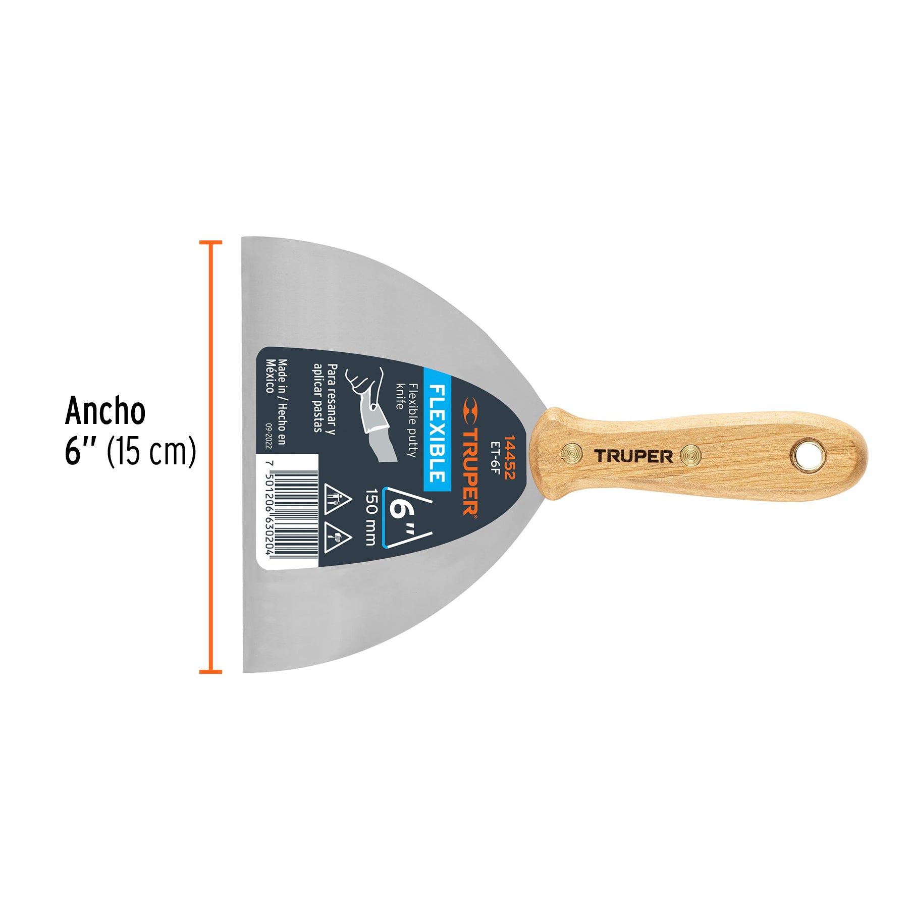 TRUPER ESPATULA FLEXIBLE 6'', MANGO MADERA