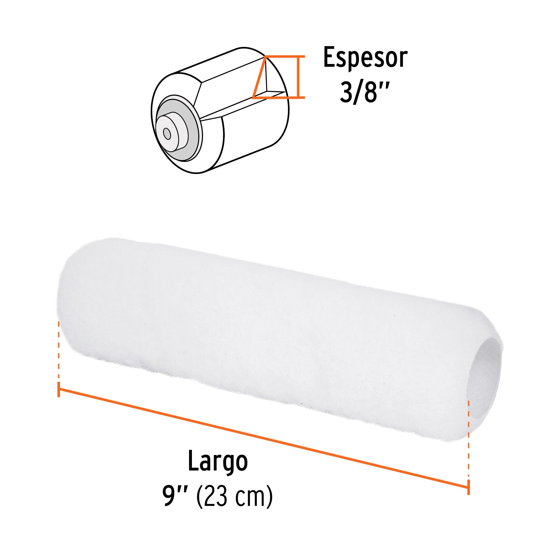 TRUPER FELPA P/RODILLO 9'' X 3/8'' SUPERFICIE LISA