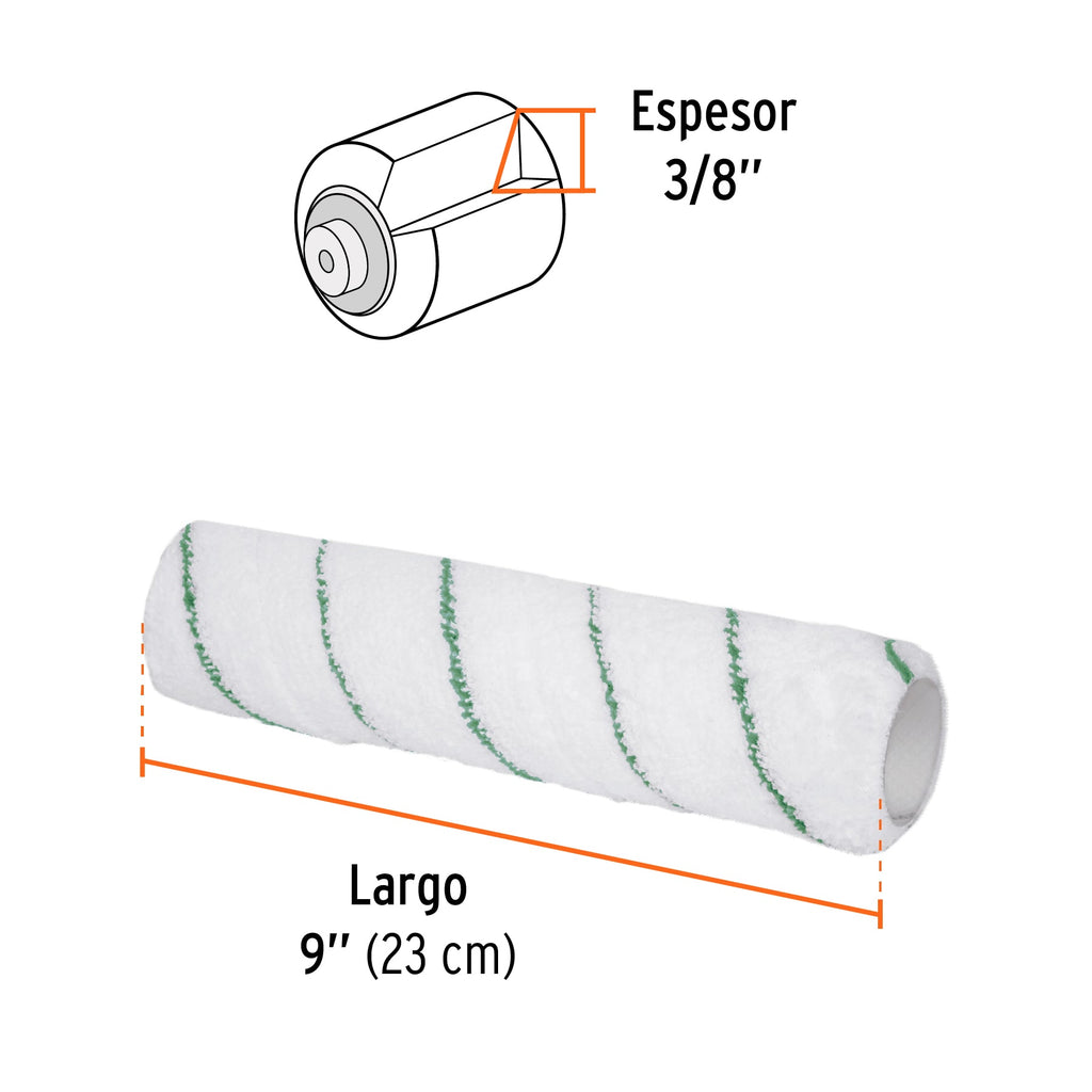 TRUPER FELPA P/RODILLO MICROFIBRA 9X3/8'', SUPERFICIES POCO RUGOSA