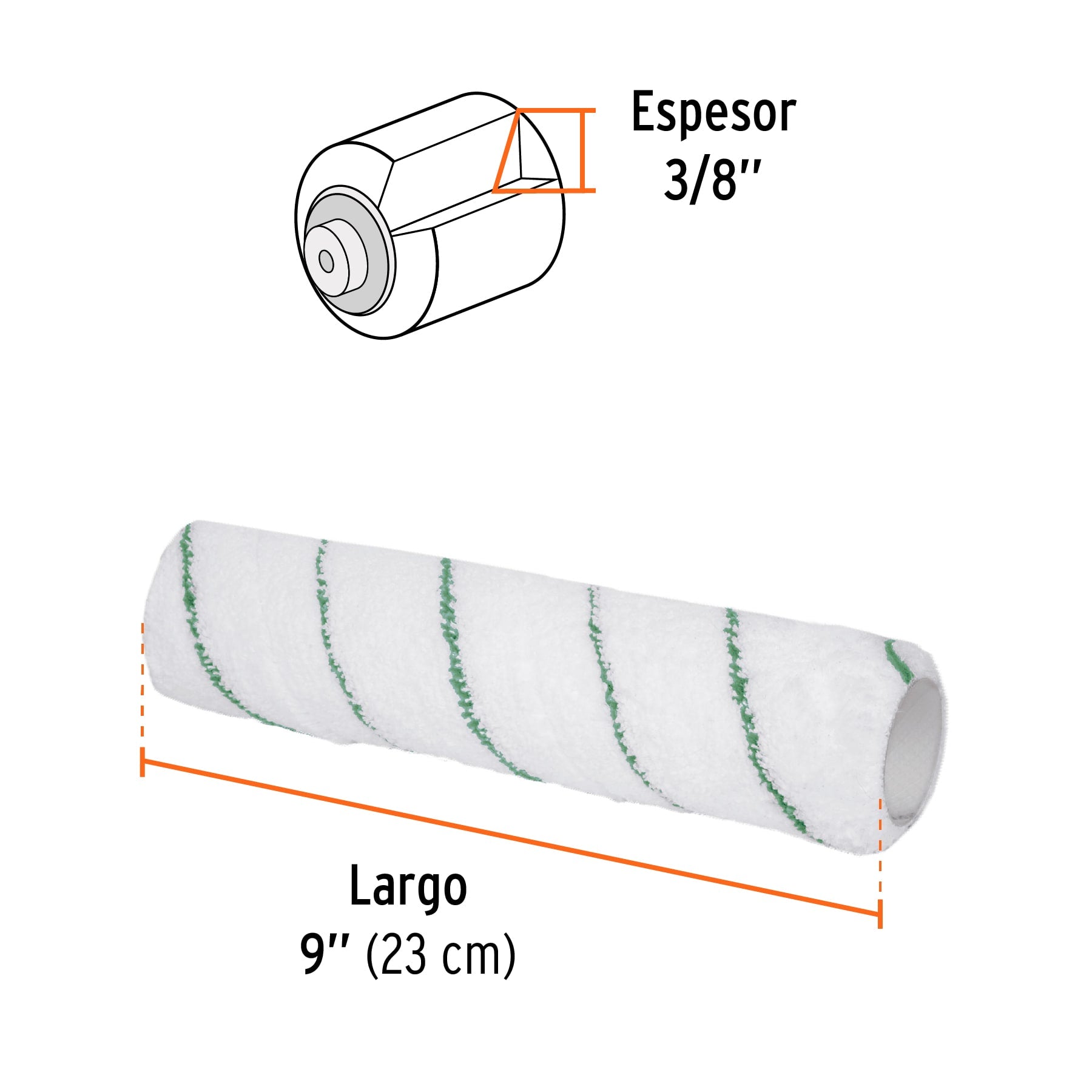 TRUPER FELPA P/RODILLO MICROFIBRA 9X3/8'', SUPERFICIES POCO RUGOSA