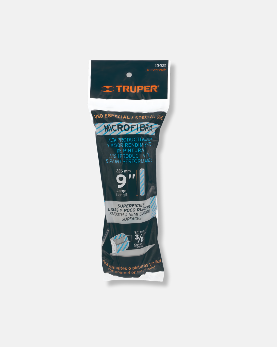 TRUPER FELPA P/RODILLO MICROFIBRA 9X3/8'', SUPERFICIES POCO RUGOSA