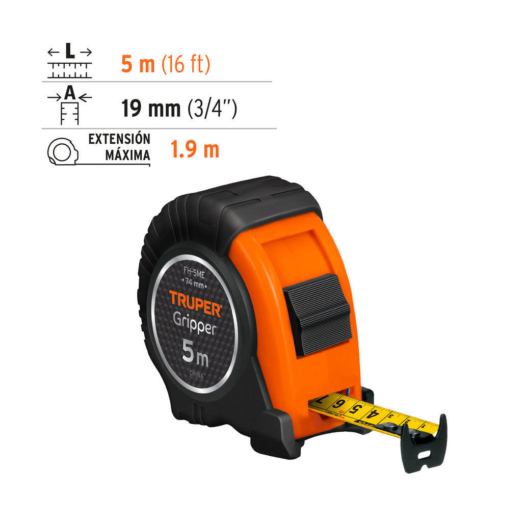 TRUPER FLEXOMETRO CONTRA IMPACTO 5M