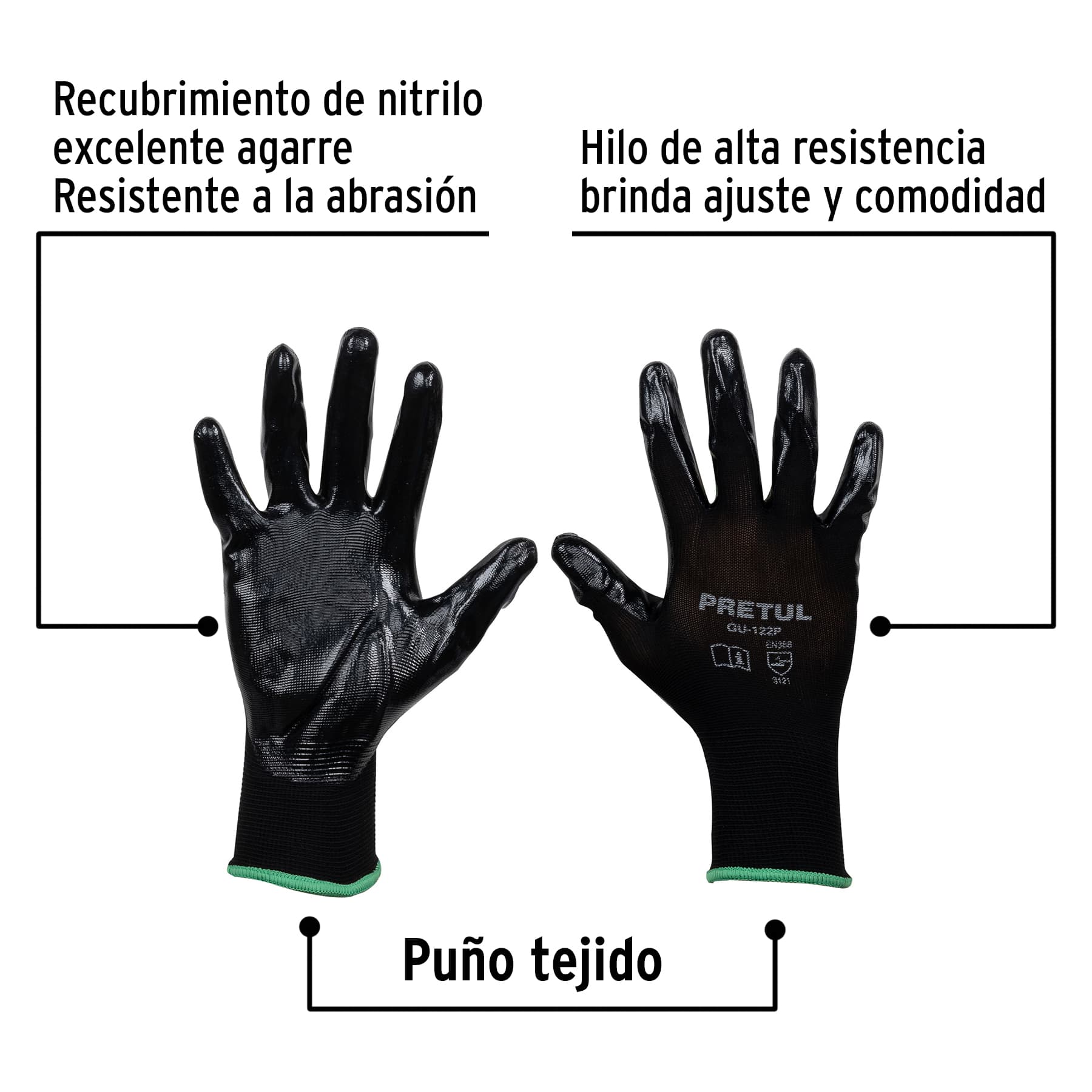 TRUPER GUANTES NYLON RECUBIERTOS NITRILO, M