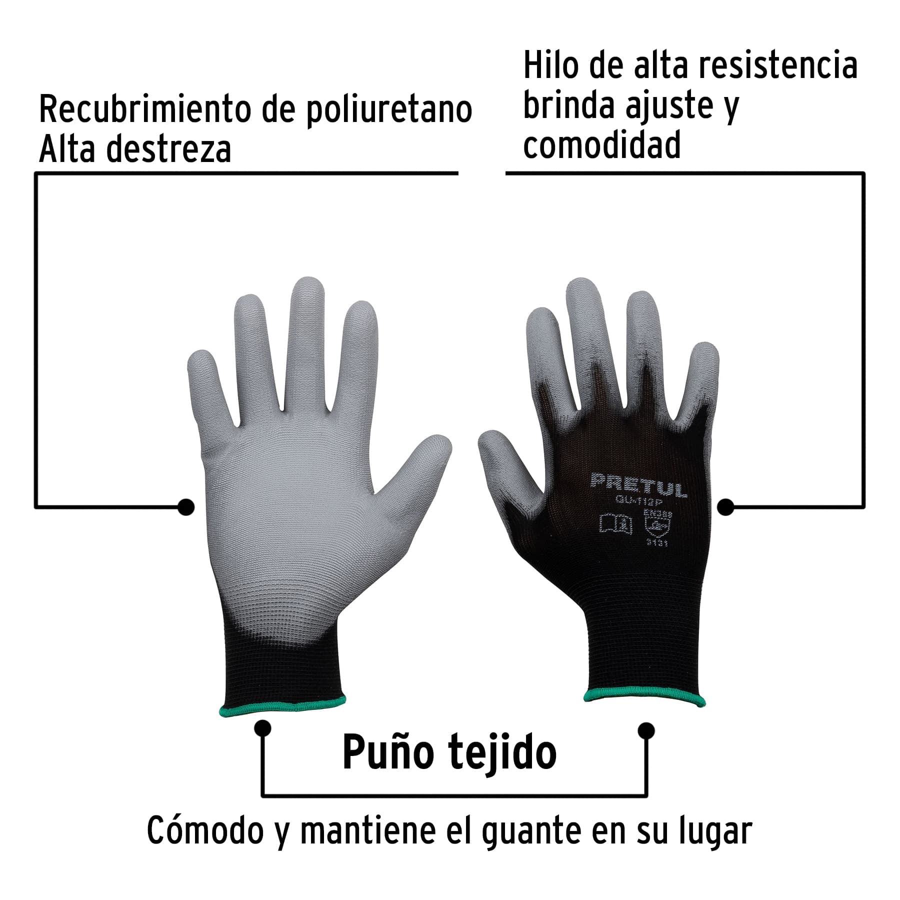 TRUPER GUANTES DE NYLON RECUBIERTOS POLIURETANO, M
