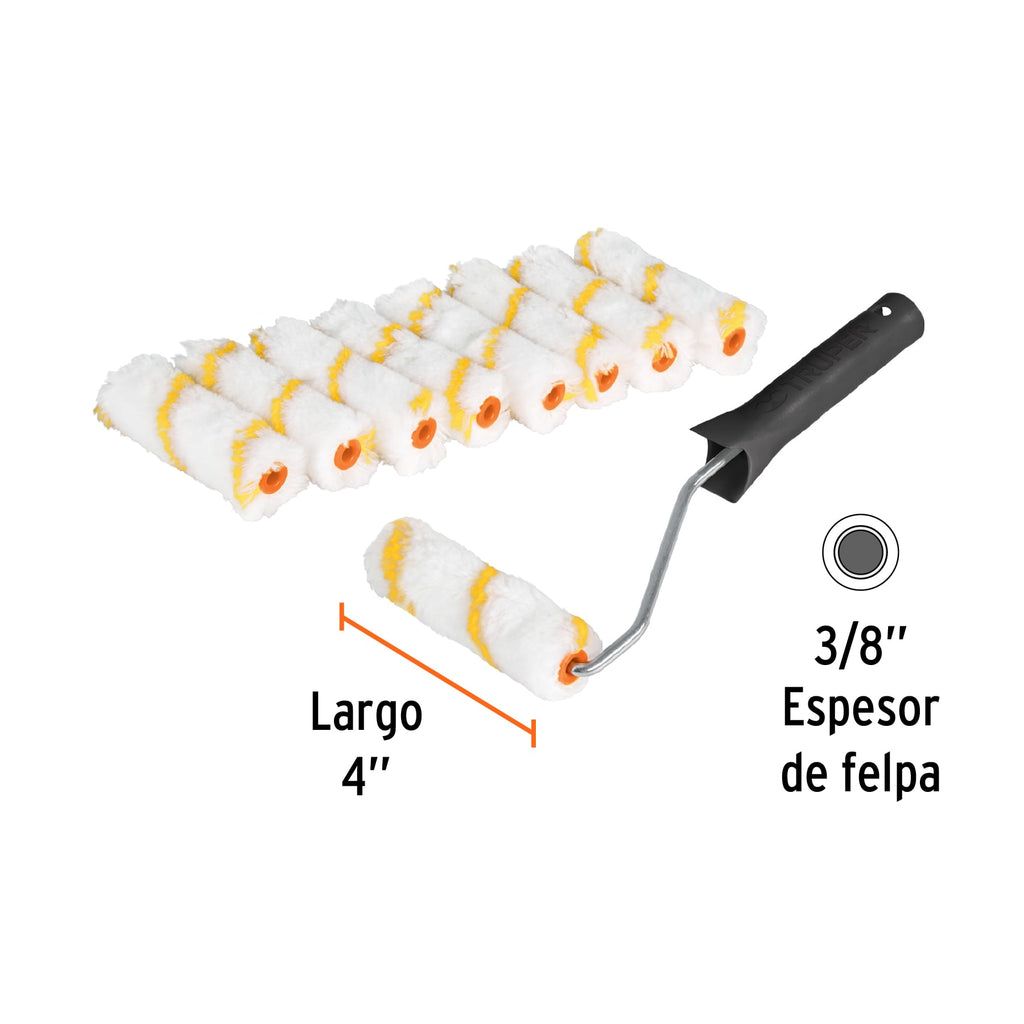 TRUPER KIT MANERAL Y 9 MINI RODILLOS 4''