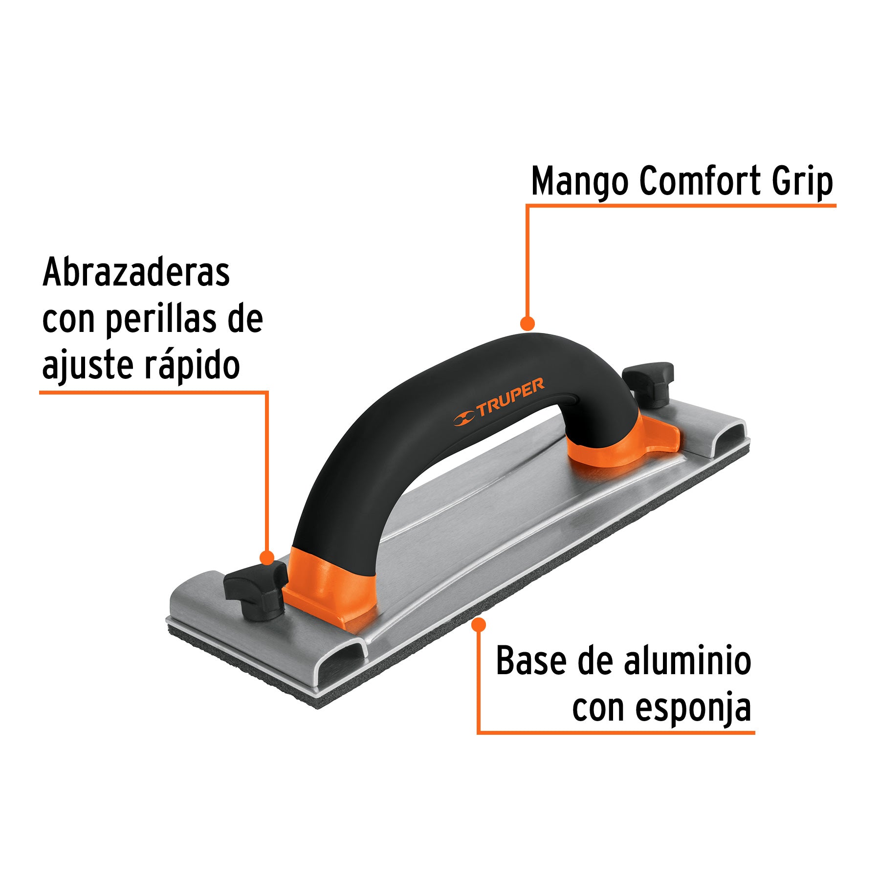 TRUPER LIJADORA MANUAL BASE ALUMINIO 8X24 CM