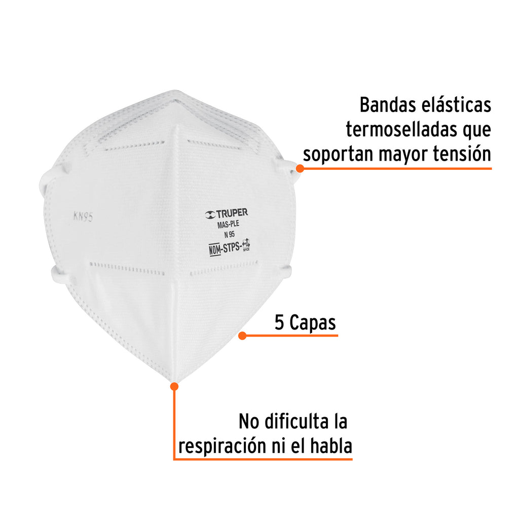 TRUPER RESPIRADOR PLEGABLE N95 PARA POLVOS Y PARTICULAS