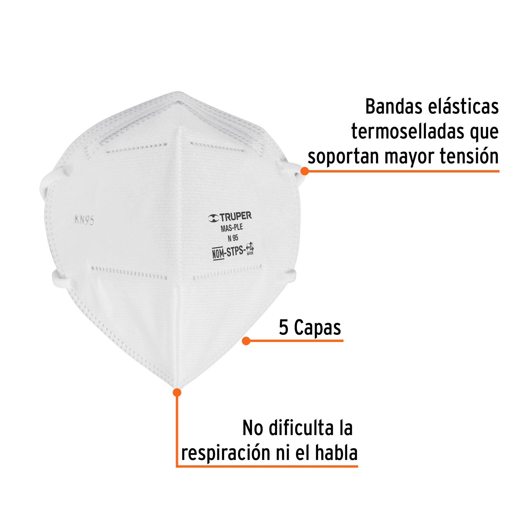 TRUPER RESPIRADOR PLEGABLE N95 PARA POLVOS Y PARTICULAS