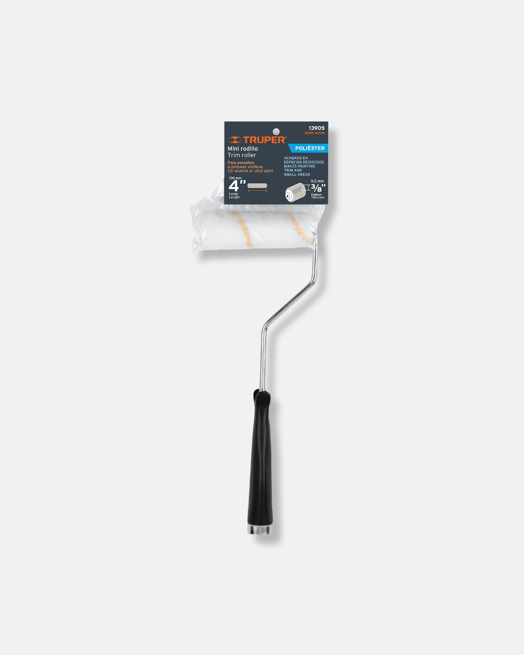 TRUPER MINI RODILLO 4'' X 3/8'', POLIESTER