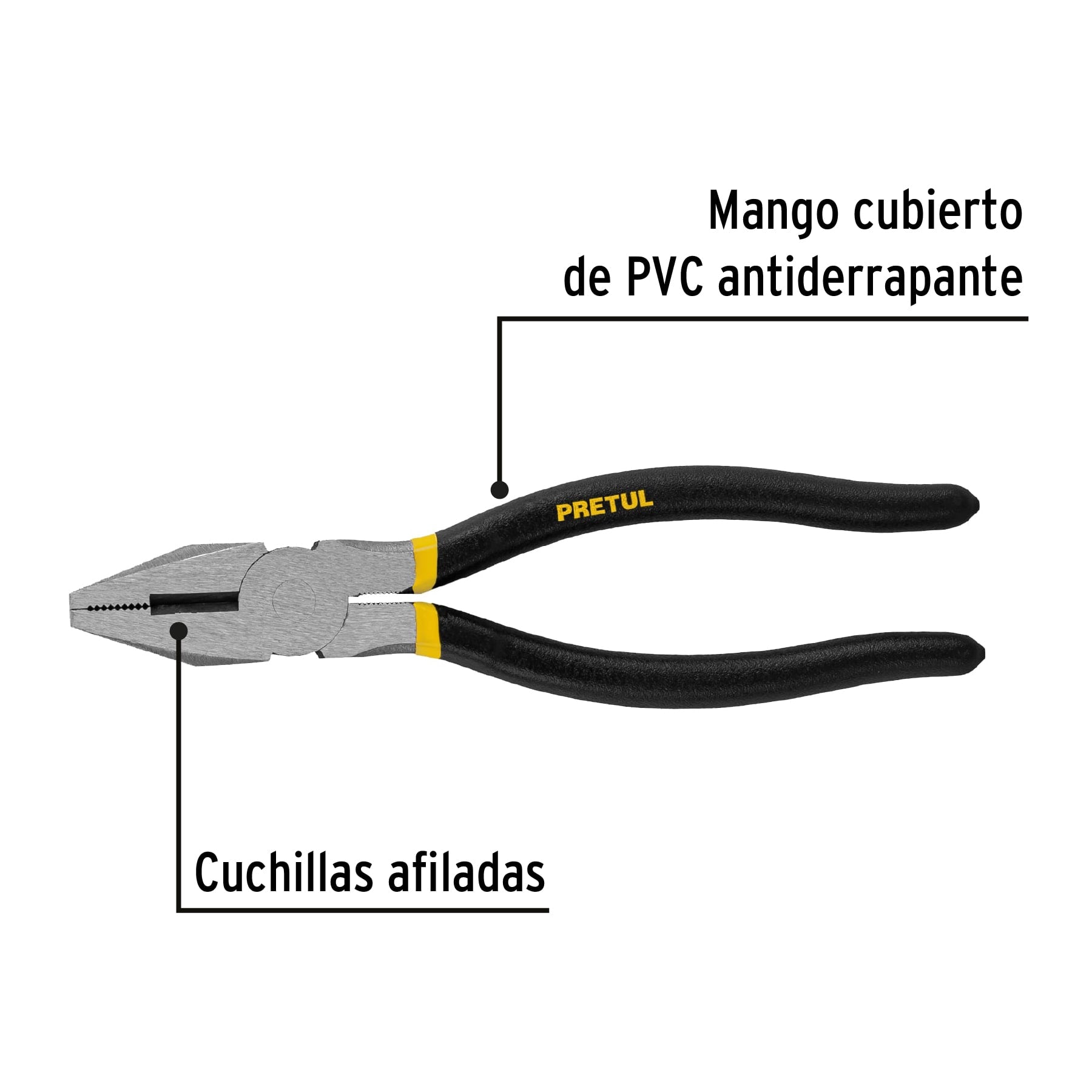 PRETUL PINZA PARA ELECTRICISTA 8'', MANGO PVC