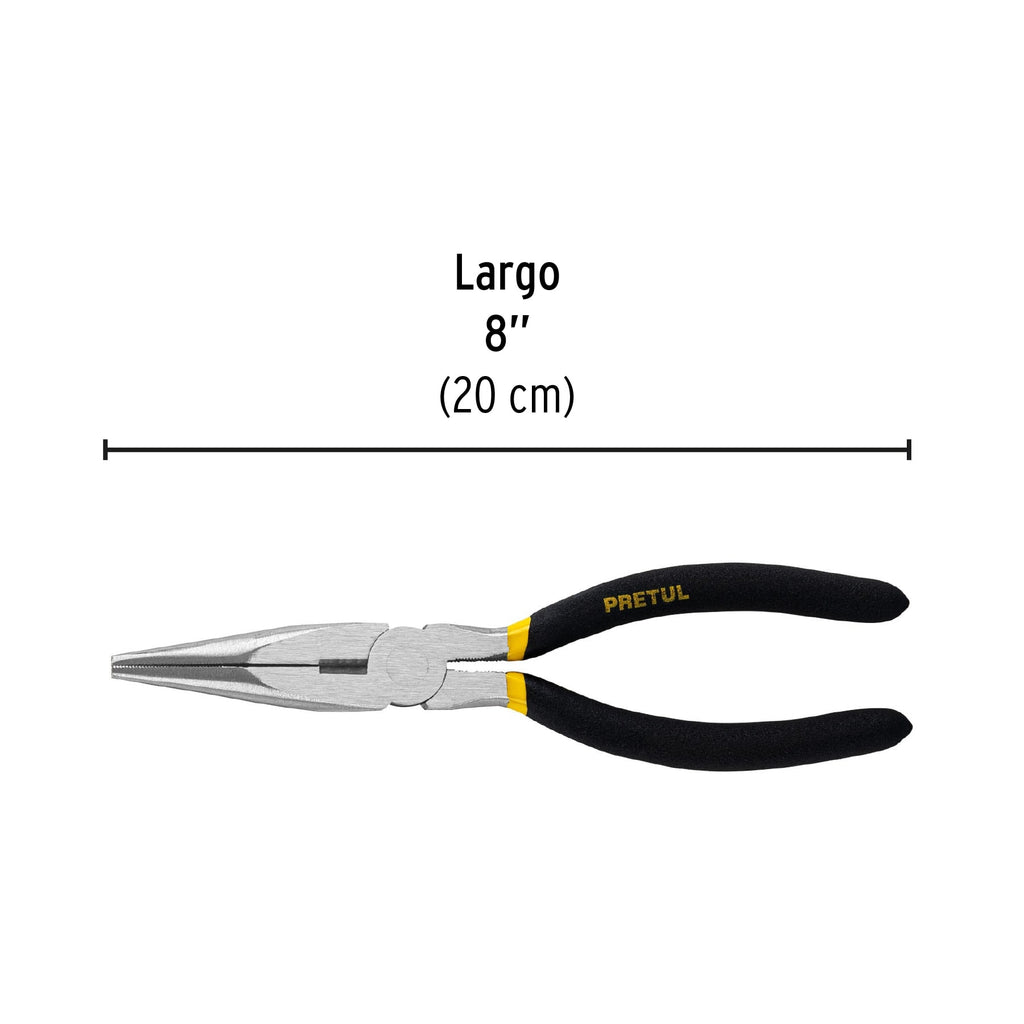 PRETUL PINZA DE PUNTA Y CORTE, 8'' MANGO PVC