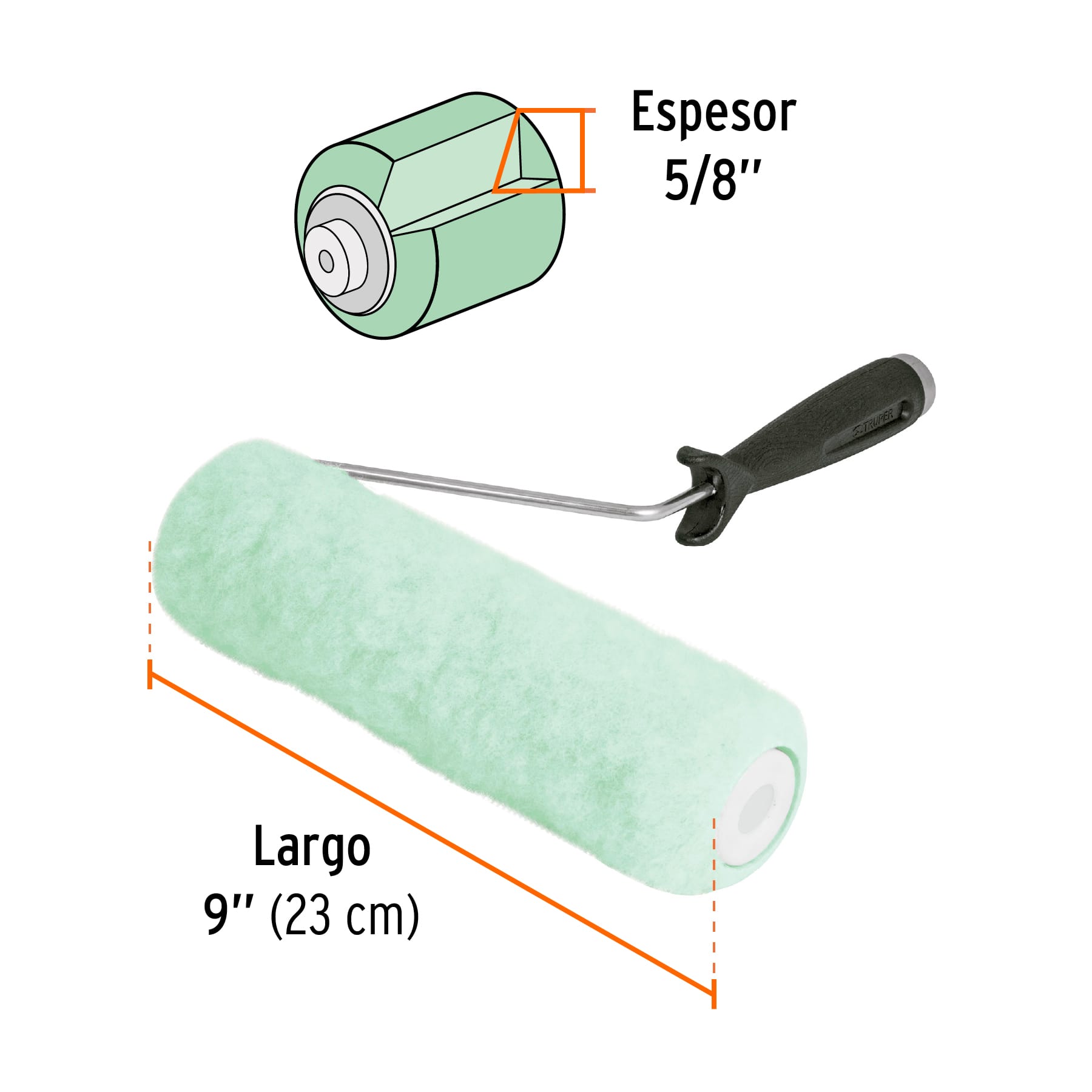 TRUPER RODILLO PARA PINTAR 9'' X 5/8'', POCO RUGOSAS