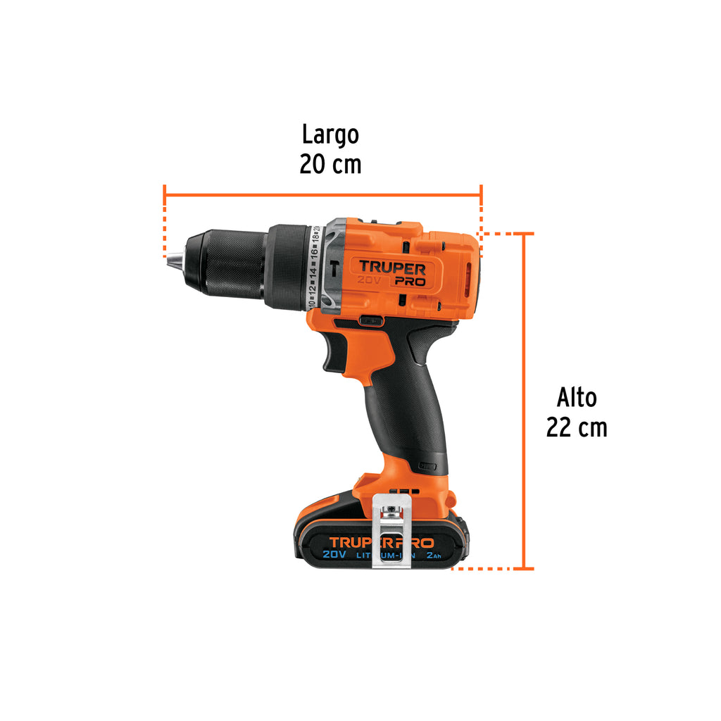TRUPER ROTOMARTILLO 1/2'', 20V, BATERIA 2AH