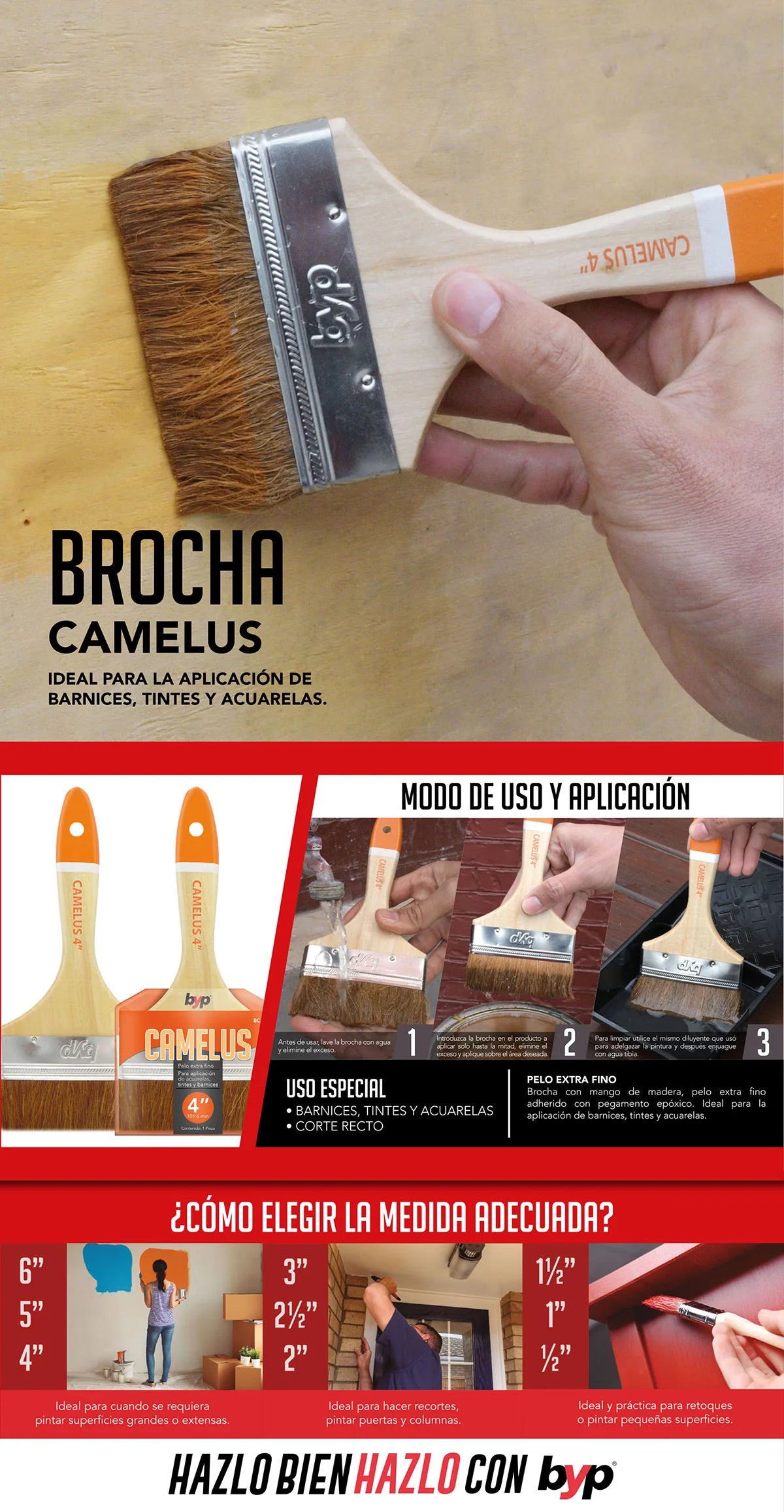 BYP BROCHA CAMELUS DE PELO EXTRA FINO